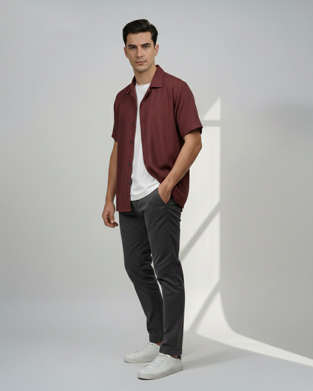 Maroon textured shirt