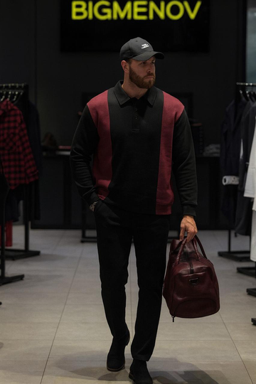 Men's Panel Style Fleece Polo Sweatshirt