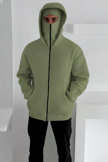 Oversized Fleece Balaclava Zip-Up Hoodie