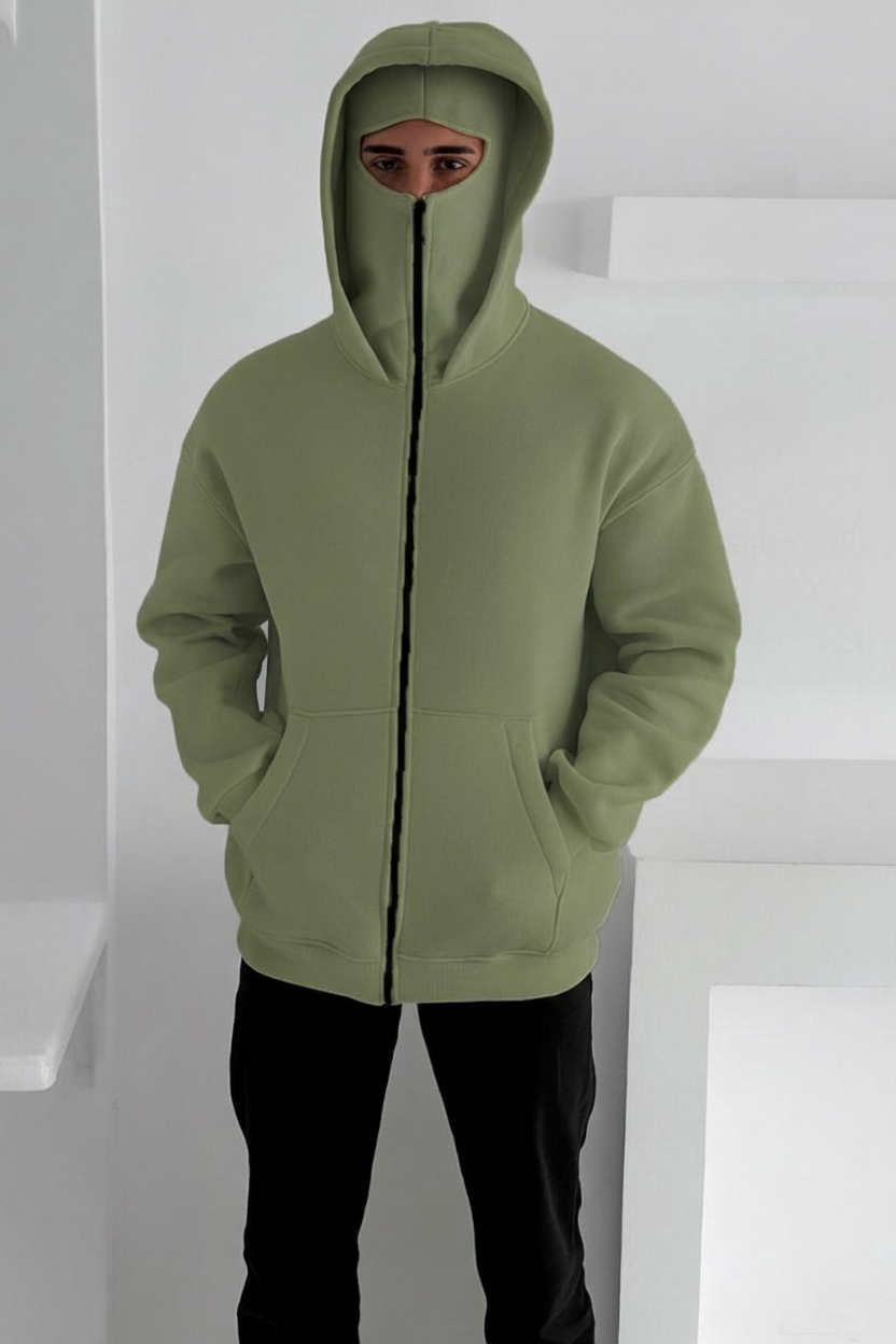 Oversized Fleece Balaclava Zip-Up Hoodie
