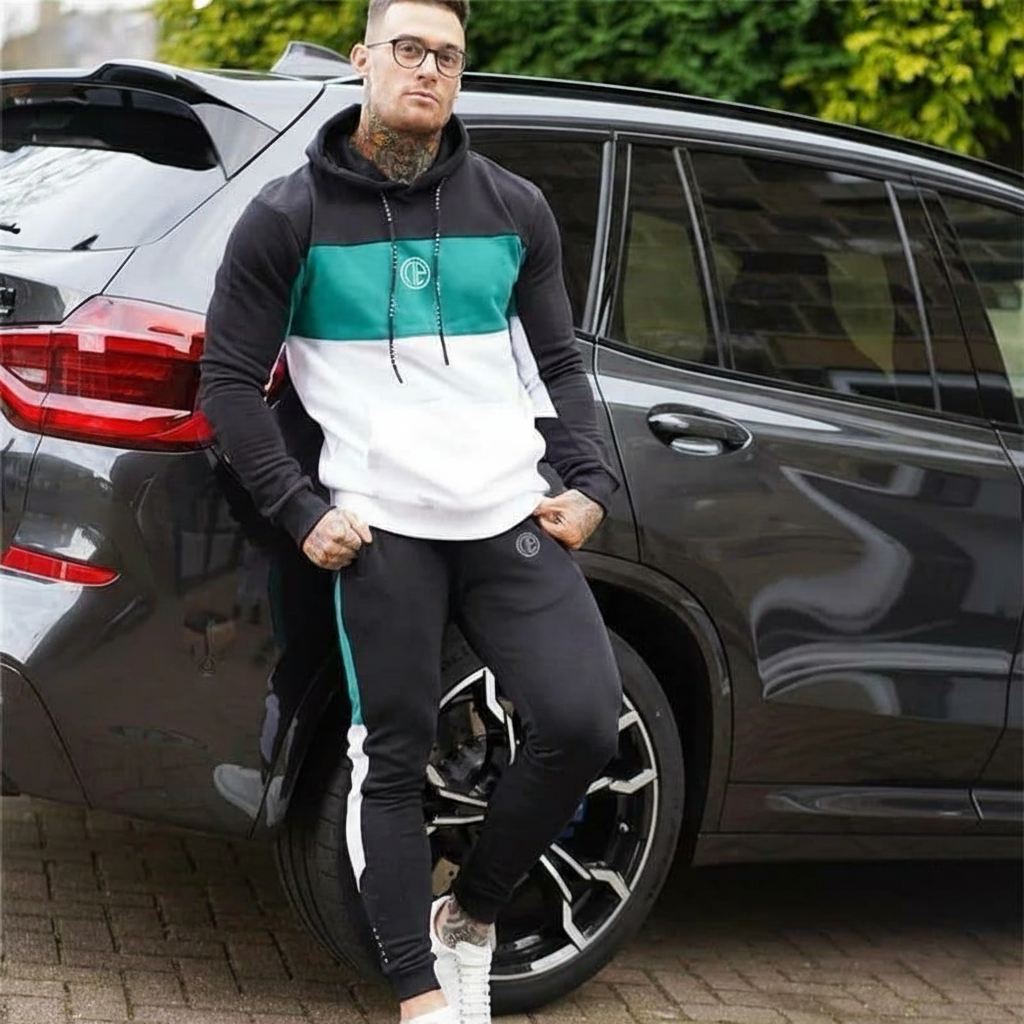 Tri-Color Block Athletic Fleece Tracksuit