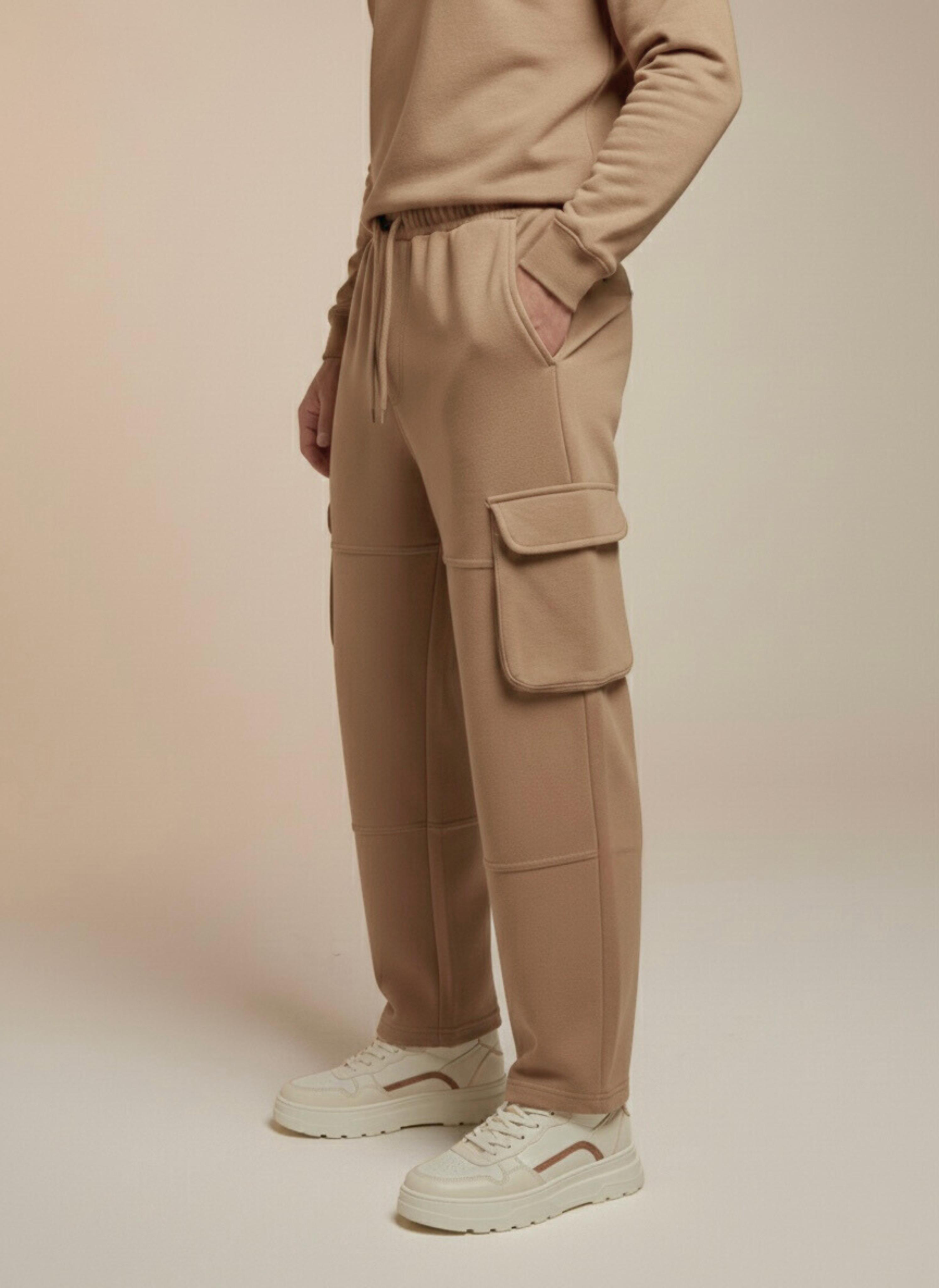 Premium Sand Cargo Sweatpants Trouser