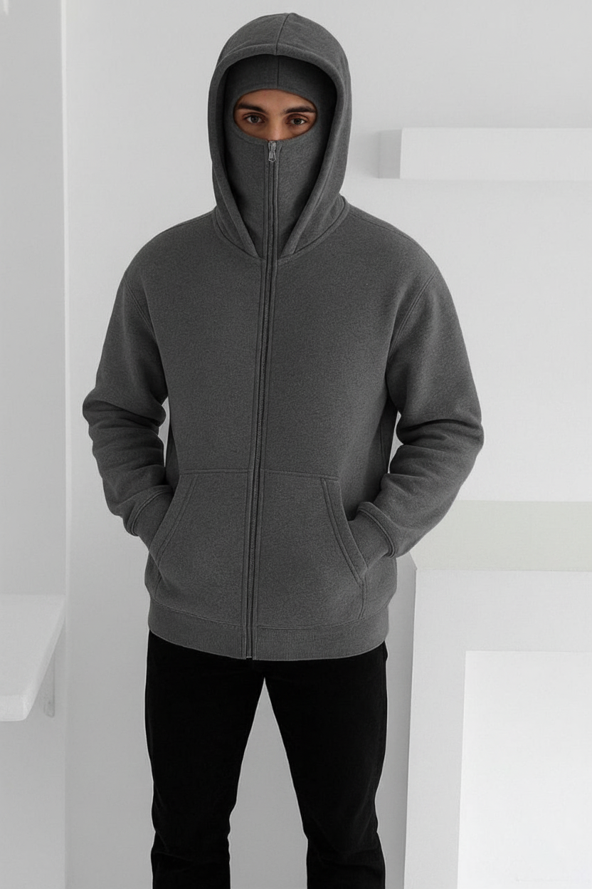 Oversized Fleece Balaclava Zip-Up Hoodie