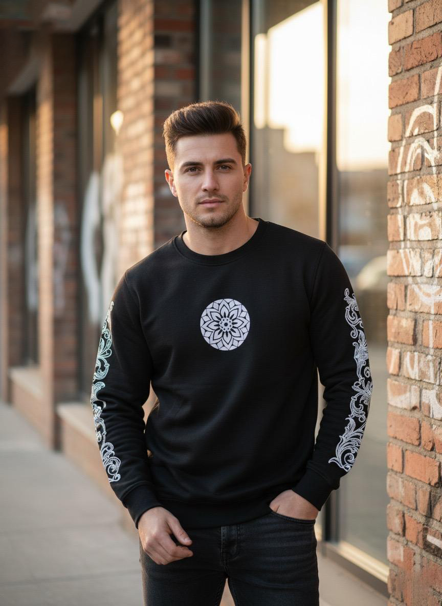 Intricate Graphic Sleeve Sweatshirt