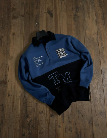 Diagonal Color-Block Rugby Sweatshirt