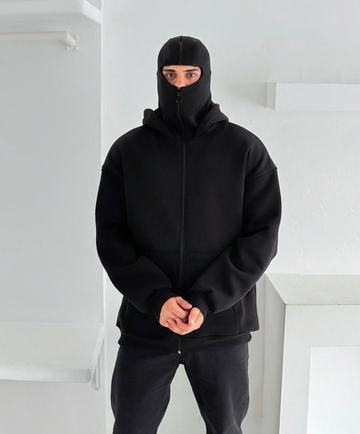 Oversized Fleece Balaclava Zip-Up Hoodie