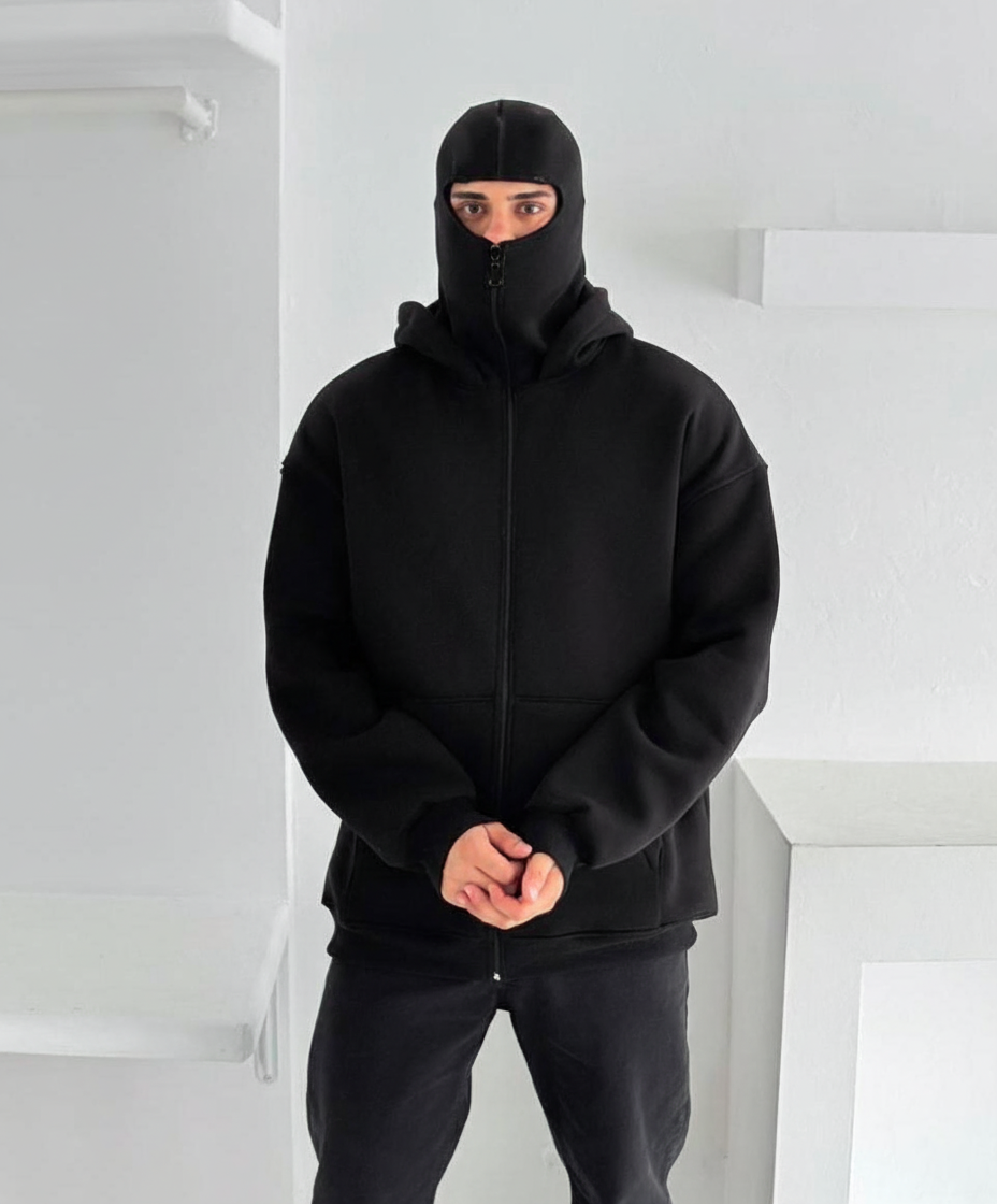 Oversized Fleece Balaclava Zip-Up Hoodie