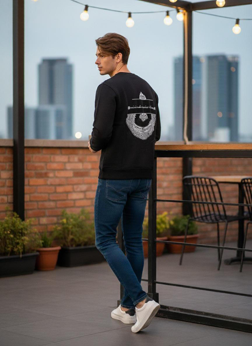 Embellished Shoulder Crewneck Sweatshirt