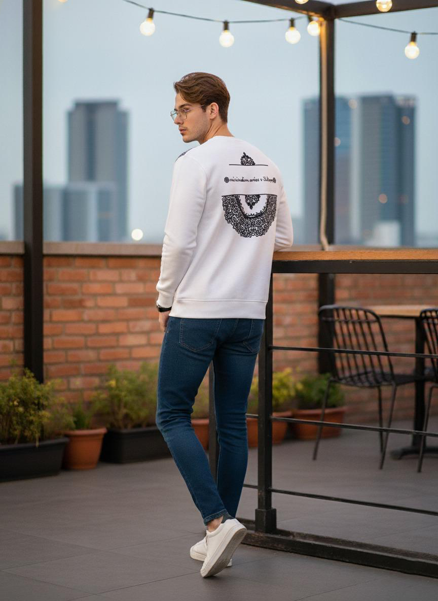 Embellished Shoulder Crewneck Sweatshirt