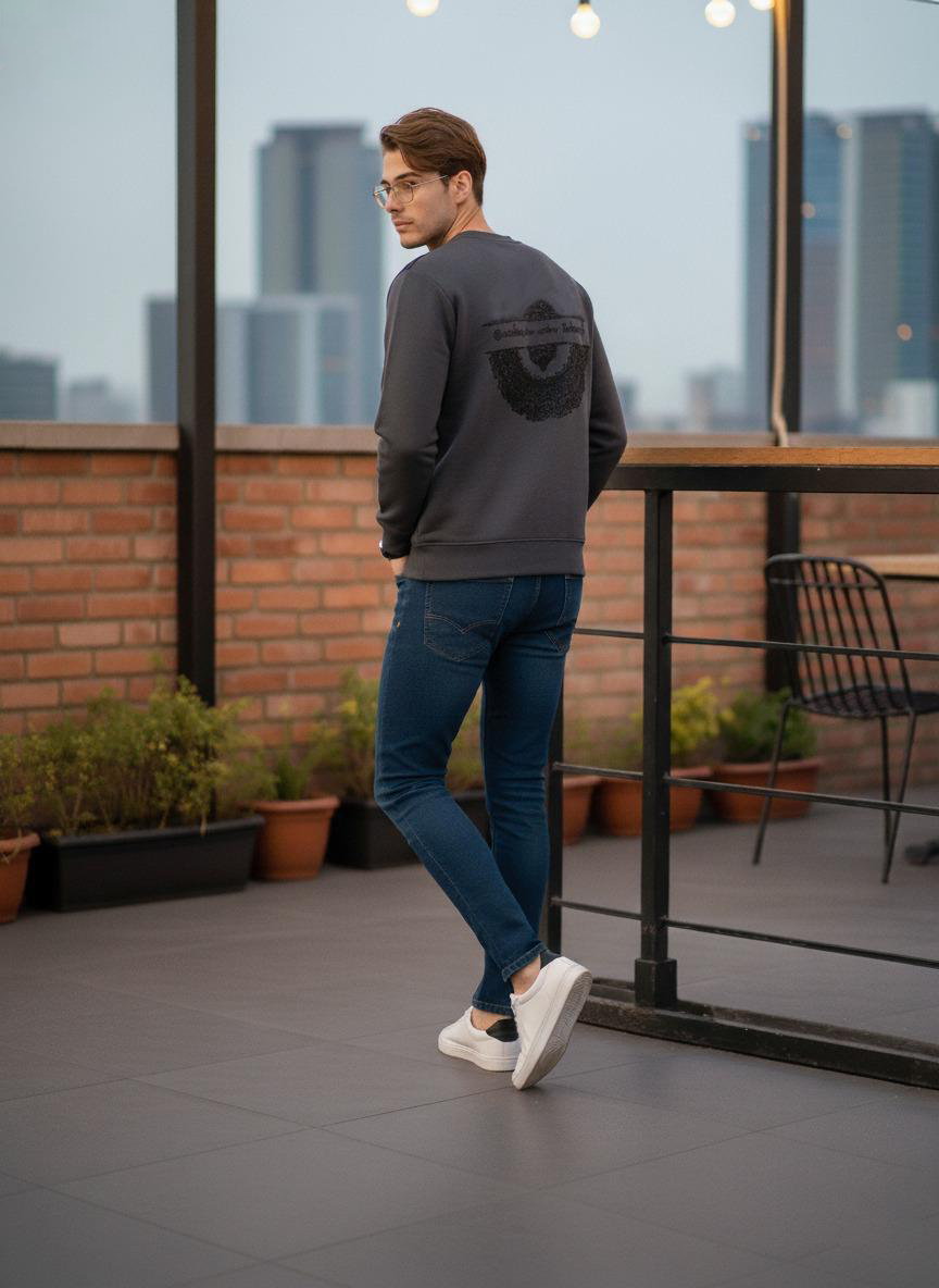 Embellished Shoulder Crewneck Sweatshirt