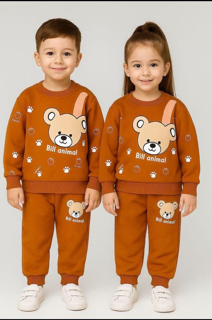 Bears Printed Fleece Tracksuit for Kids