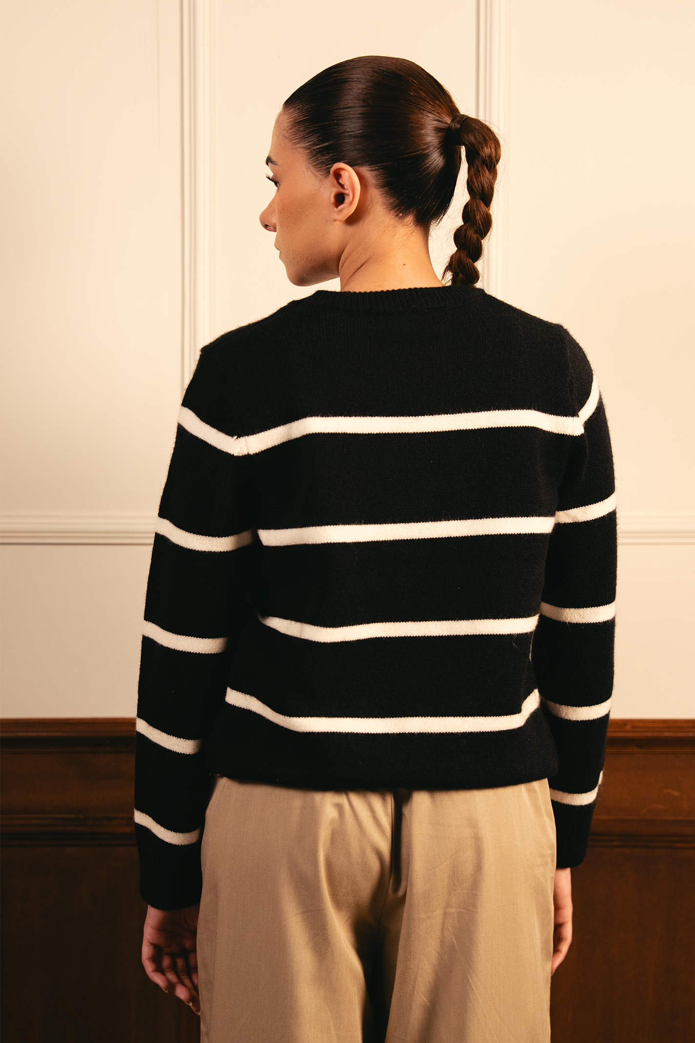 Monochrome Stripe Sweater - Black