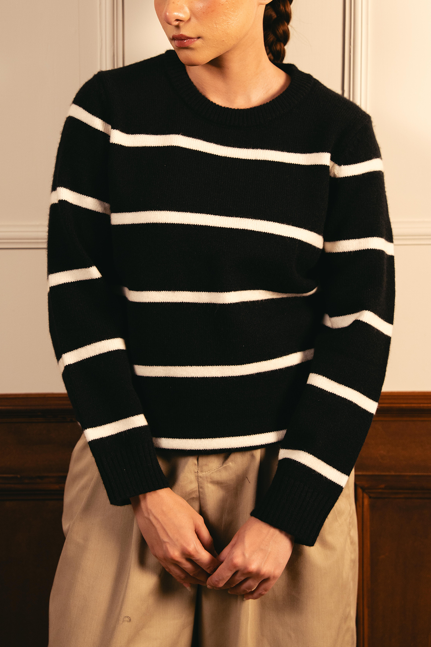 Monochrome Stripe Sweater - Black