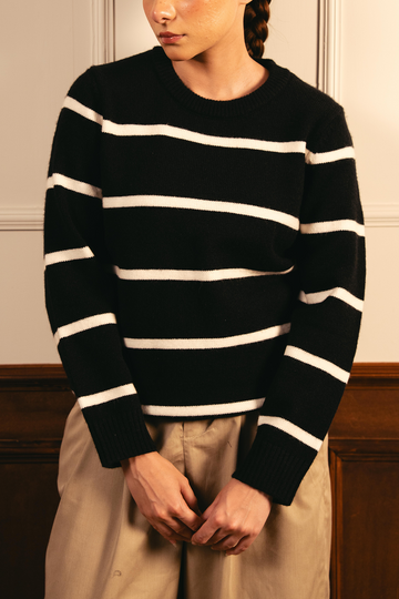 Monochrome Stripe Sweater - Black