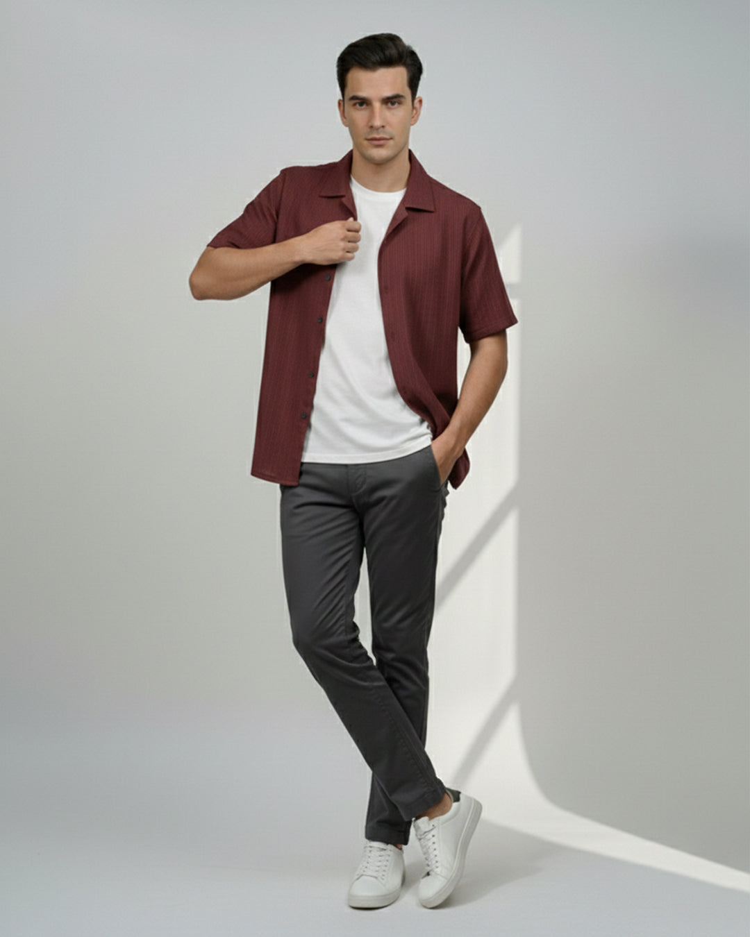 Maroon textured shirt