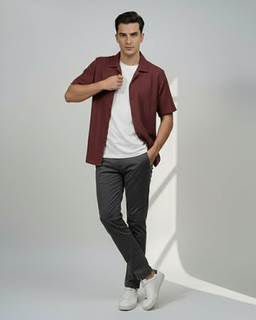 Maroon textured shirt
