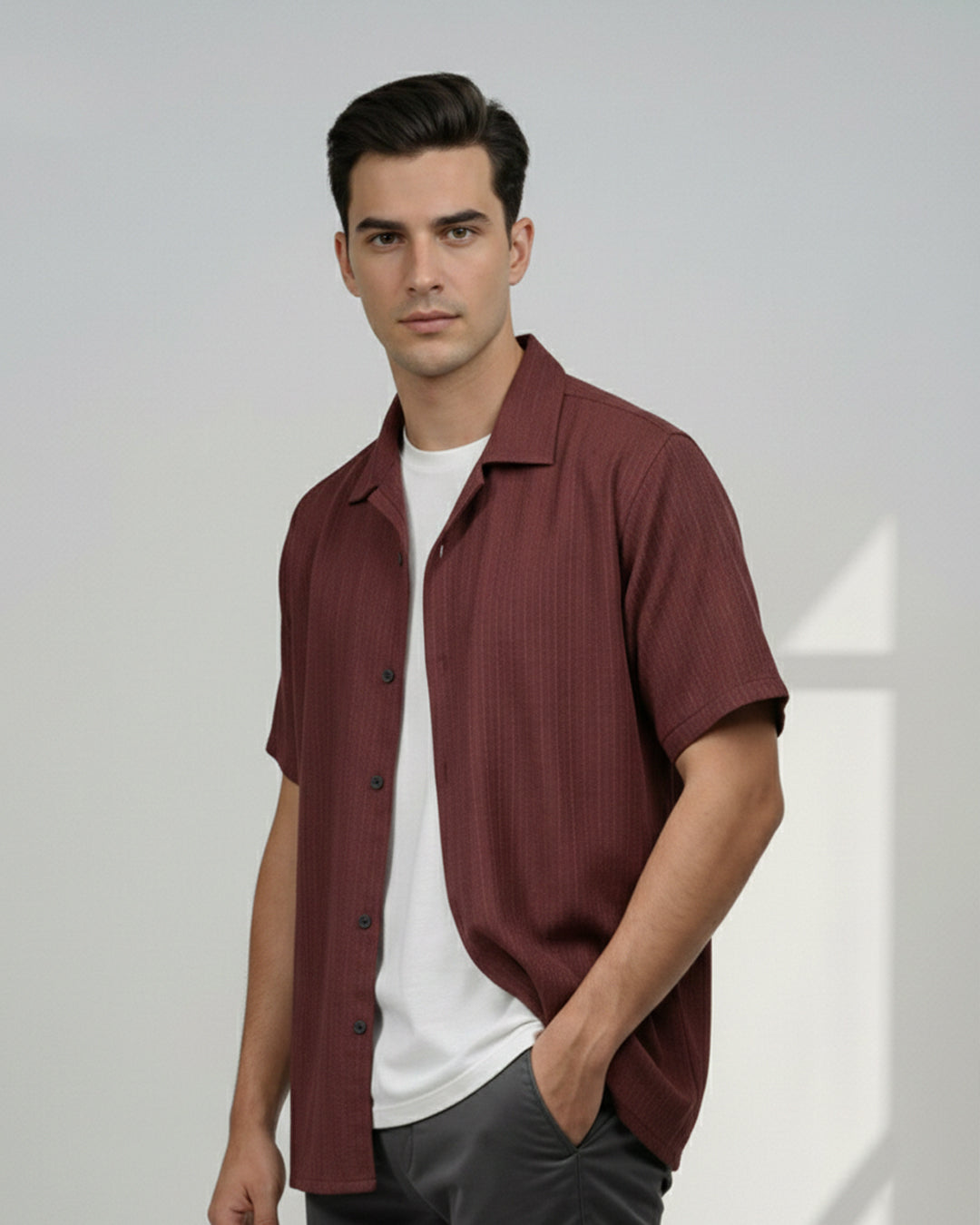 Maroon textured shirt