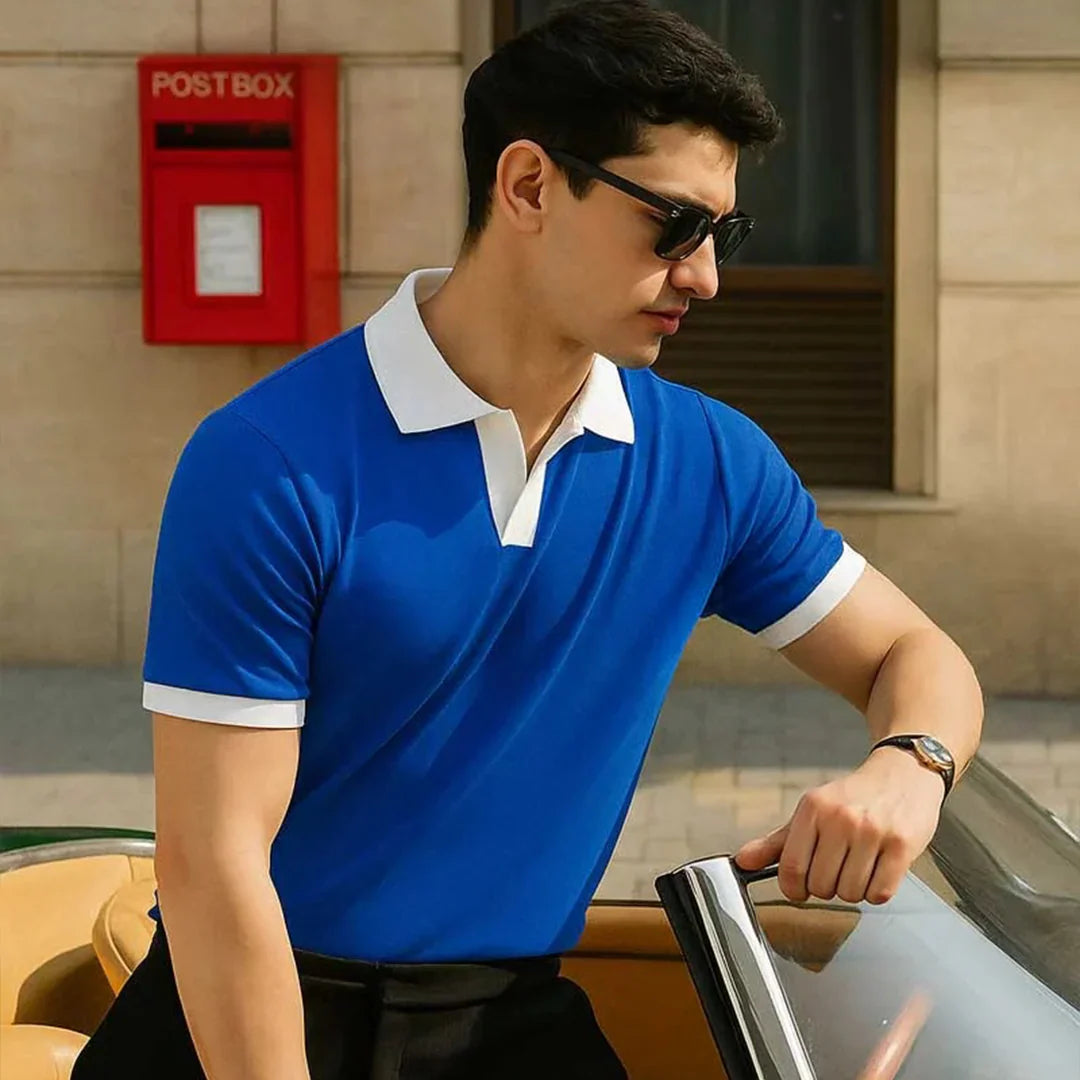 Simple Plain Drop-Shoulder Texture T-Shirt