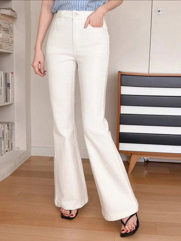 Bell Bottom Denim Jeans-White