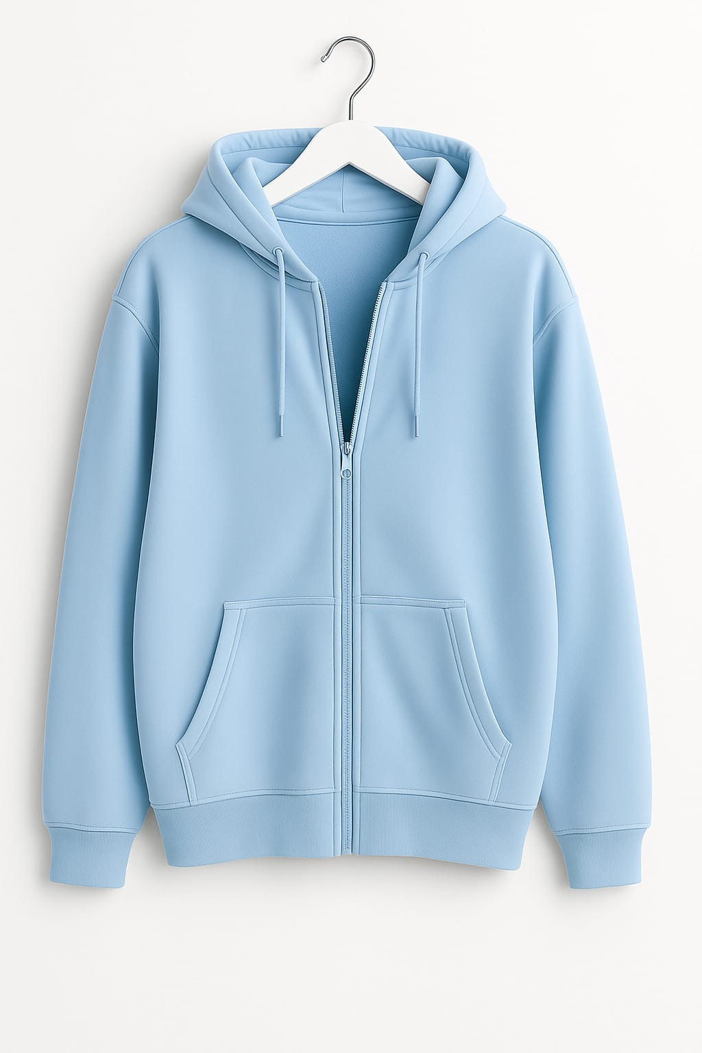 Basic Loose Fit Zipper Hoodie.