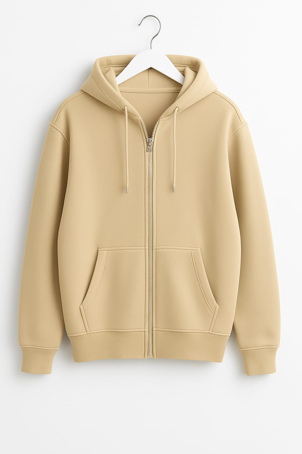 Basic Loose Fit Zipper Hoodie.