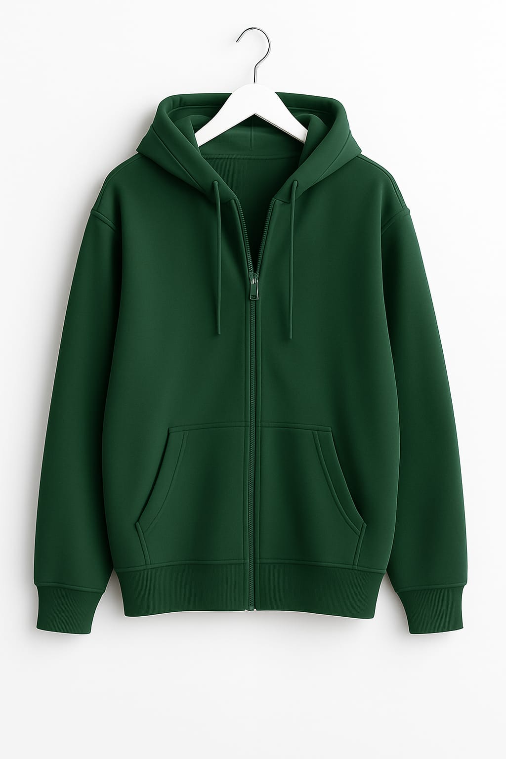 Basic Loose Fit Zipper Hoodie.