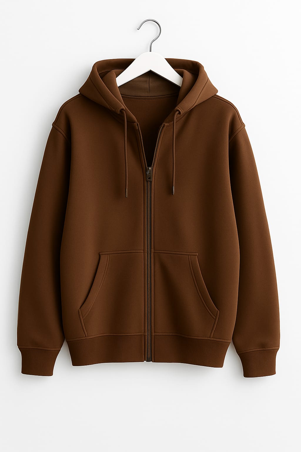 Basic Loose Fit Zipper Hoodie.