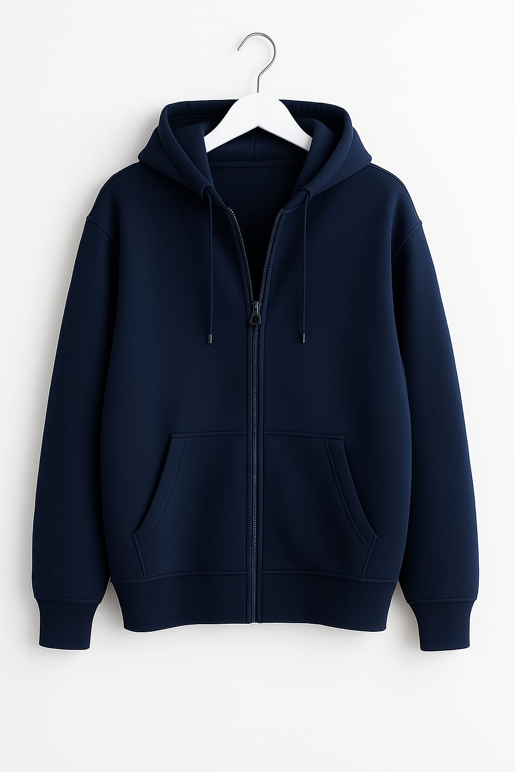 Basic Loose Fit Zipper Hoodie.