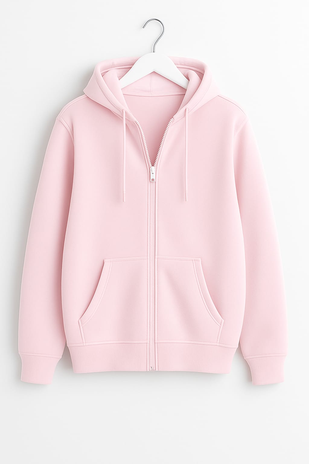 Basic Loose Fit Zipper Hoodie.