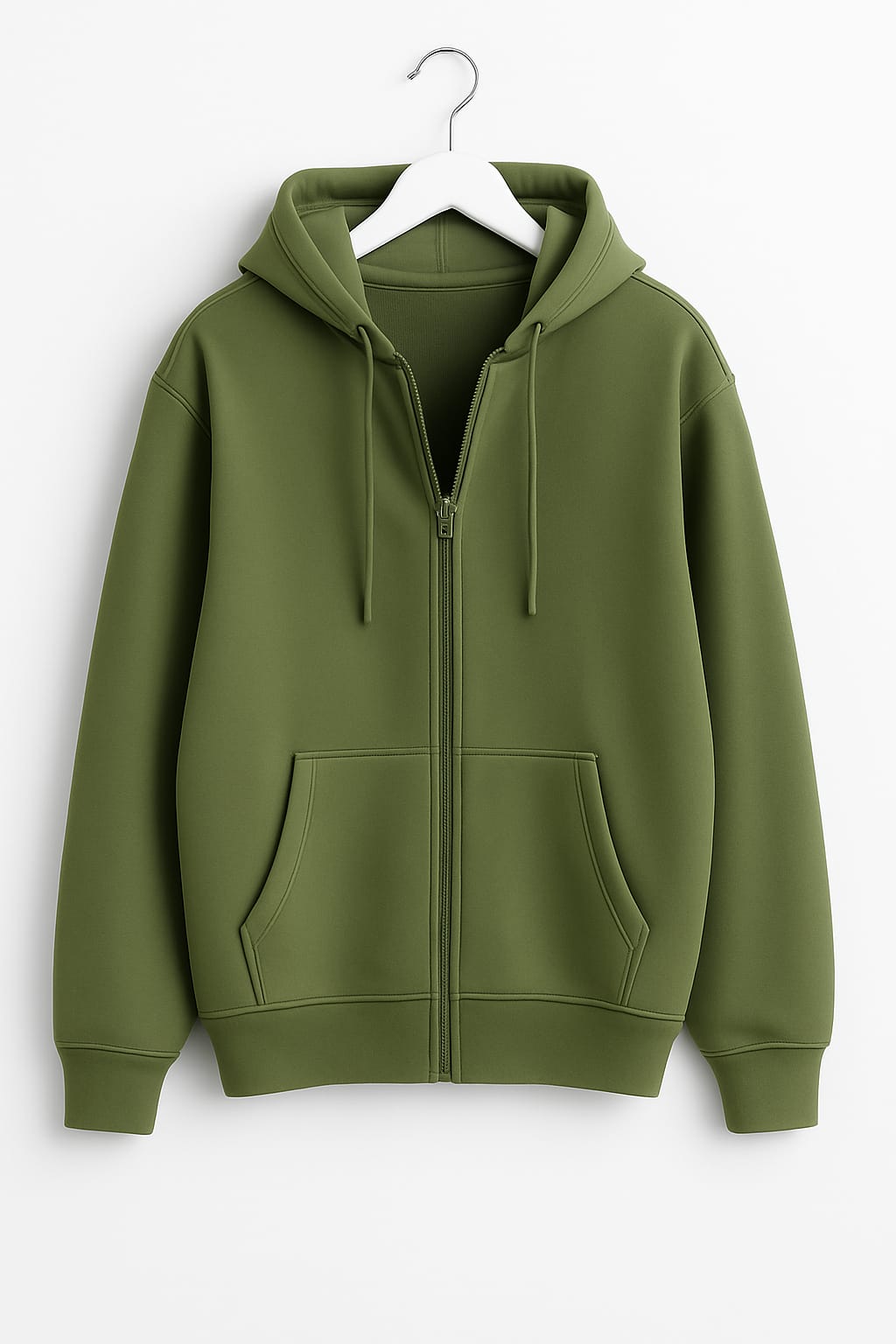 Basic Loose Fit Zipper Hoodie.