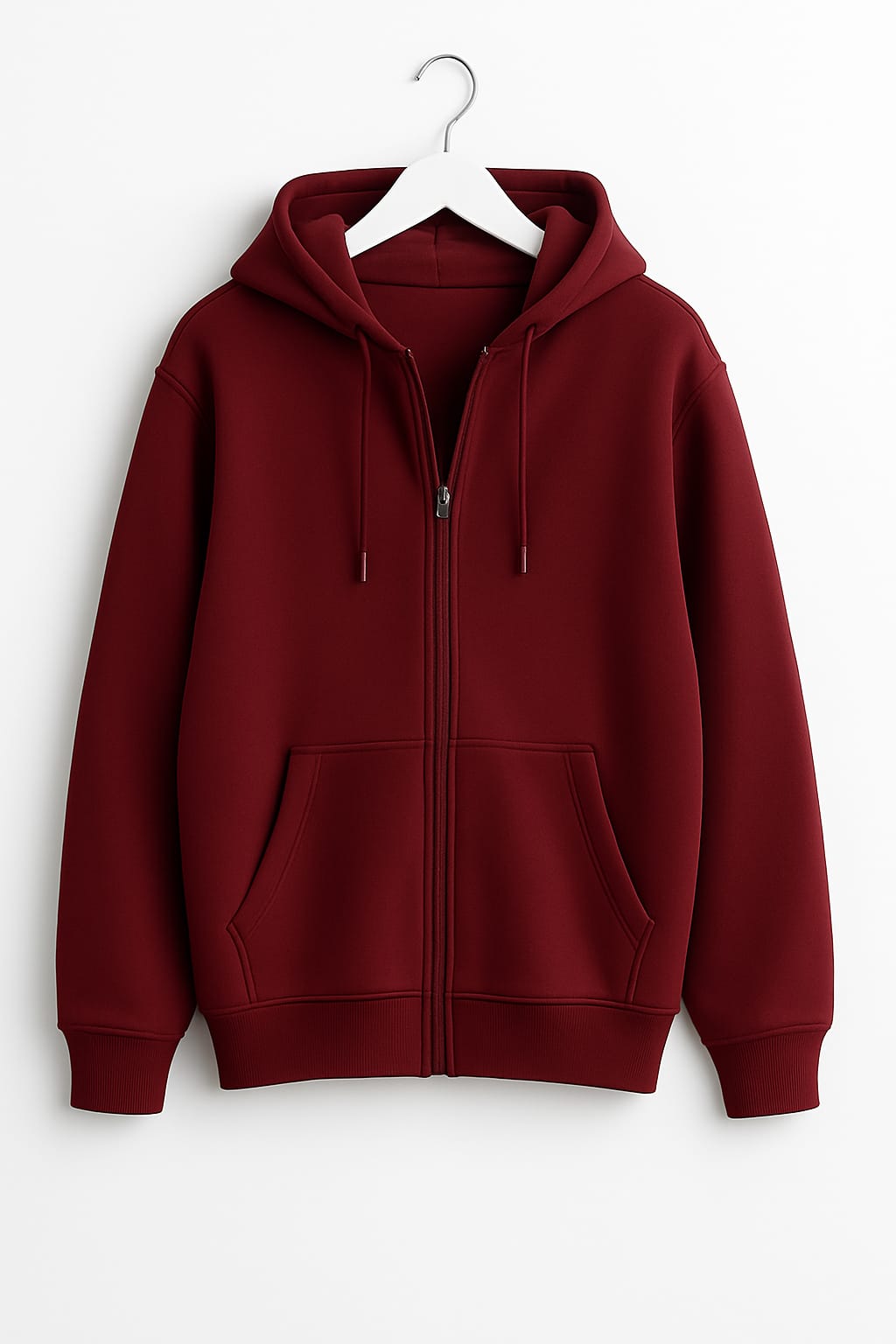 Basic Loose Fit Zipper Hoodie.