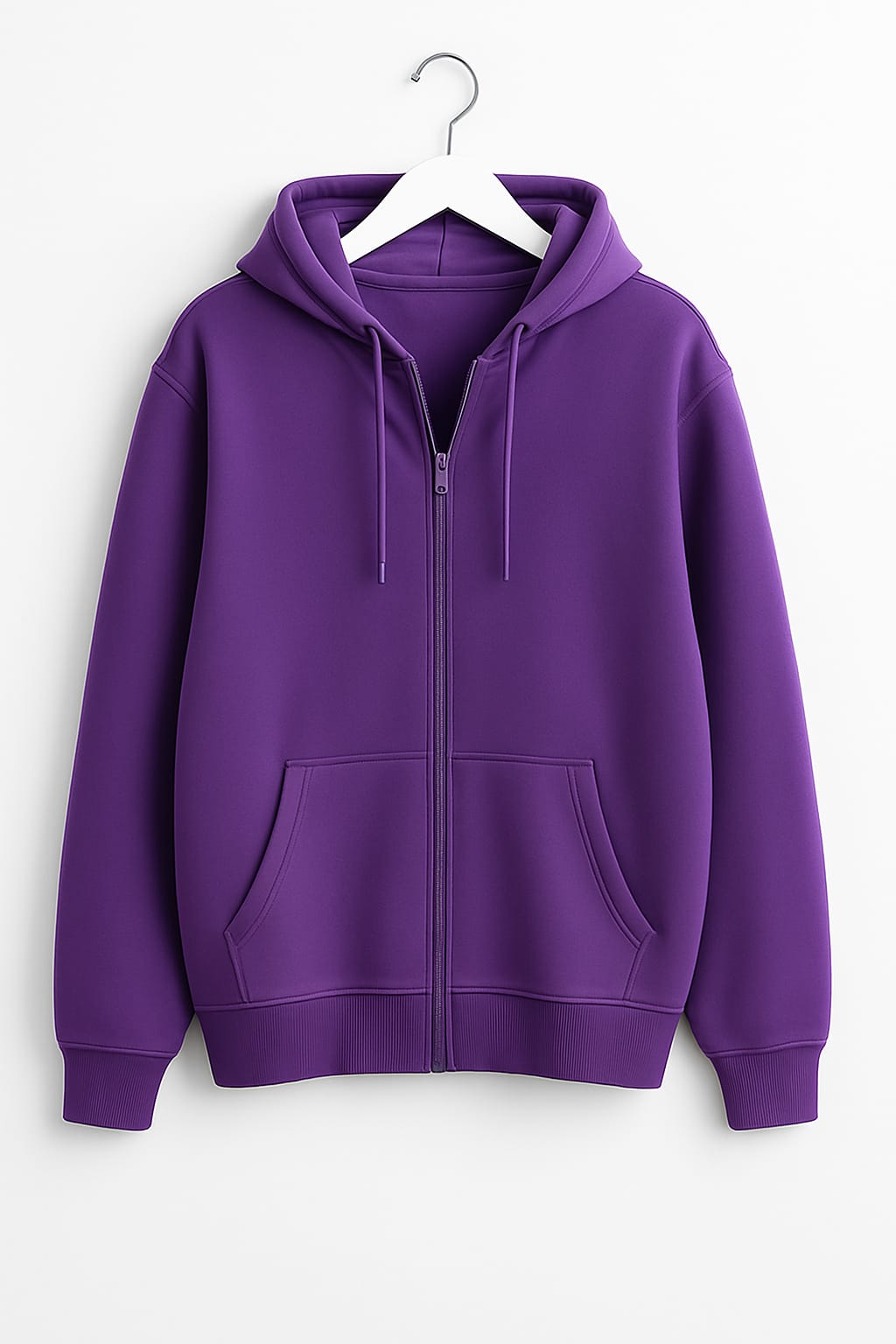Basic Loose Fit Zipper Hoodie.