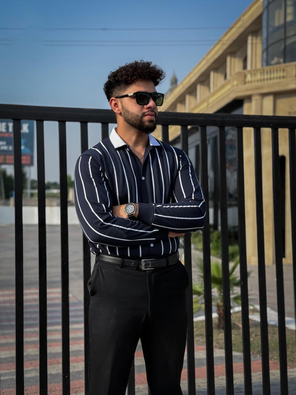 Retro Pinstripe Knit Shirt