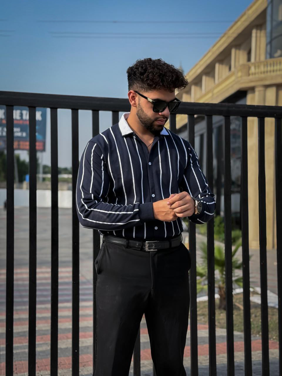 Retro Pinstripe Knit Shirt