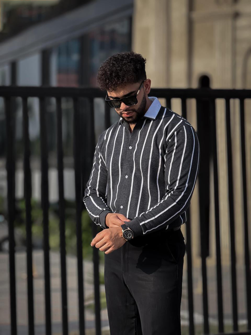 Retro Pinstripe Knit Shirt