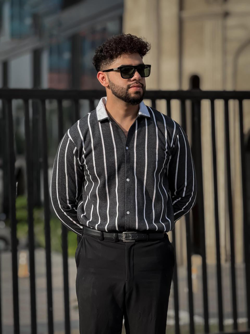 Retro Pinstripe Knit Shirt