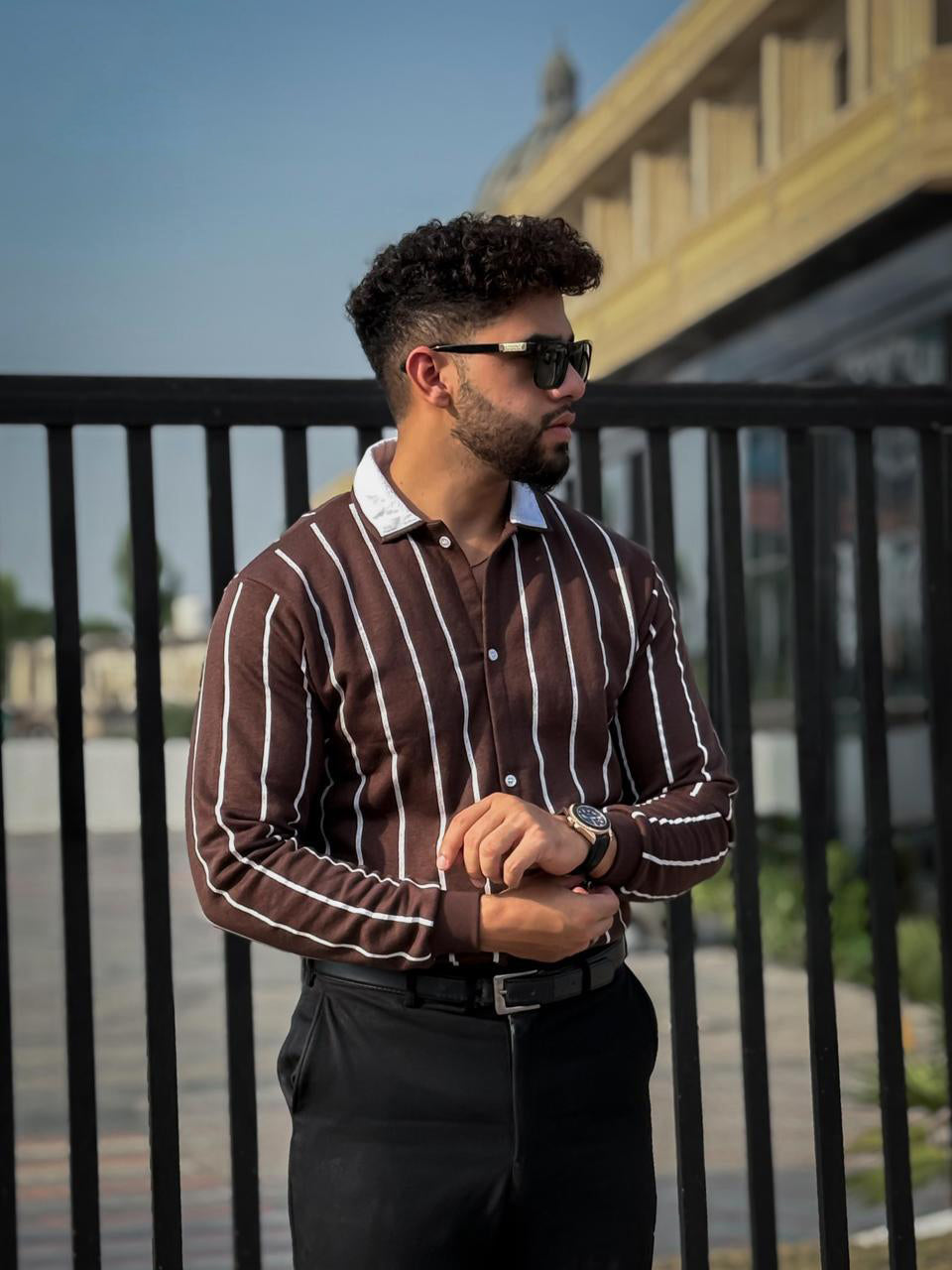 Retro Pinstripe Knit Shirt