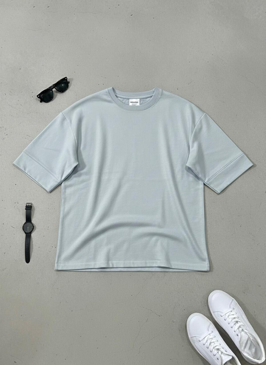 Heavy GSM Cotton Fleece Drop-Shoulder T-Shirt with Folded Sleeves