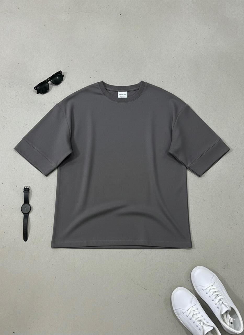 Heavy GSM Cotton Fleece Drop-Shoulder T-Shirt with Folded Sleeves