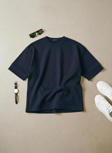 Heavy GSM Cotton Fleece Drop-Shoulder T-Shirt with Folded Sleeves