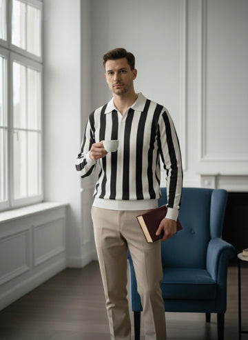 Vertical Lining Printed Sweat Cotton Texture Shirt