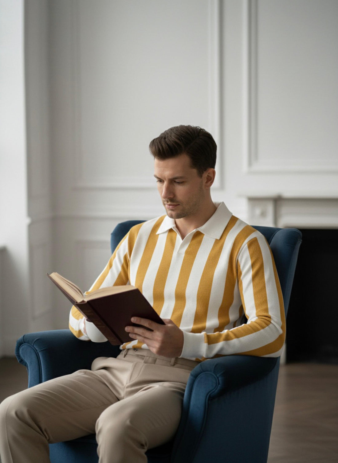 Vertical Lining Printed Sweat Cotton Texture Shirt