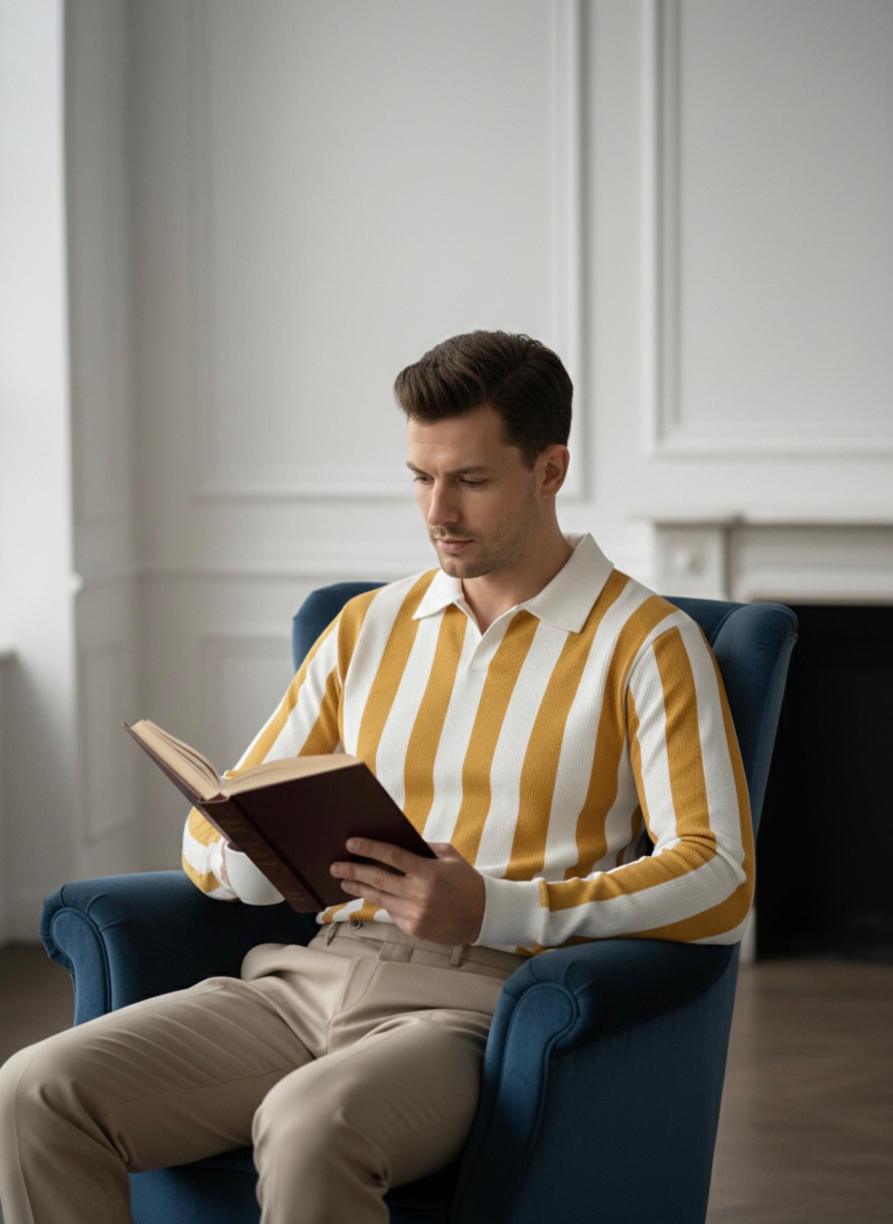 Vertical Lining Printed Sweat Cotton Texture Shirt