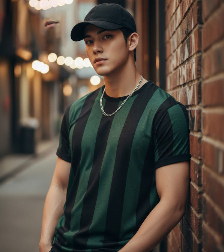 Lining Printed Drop-Shoulder Texture T-Shirt