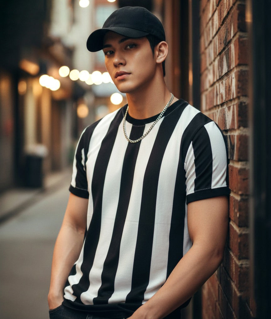 Lining Printed Drop-Shoulder Texture T-Shirt