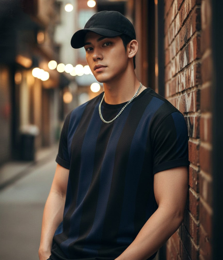 Lining Printed Drop-Shoulder Texture T-Shirt