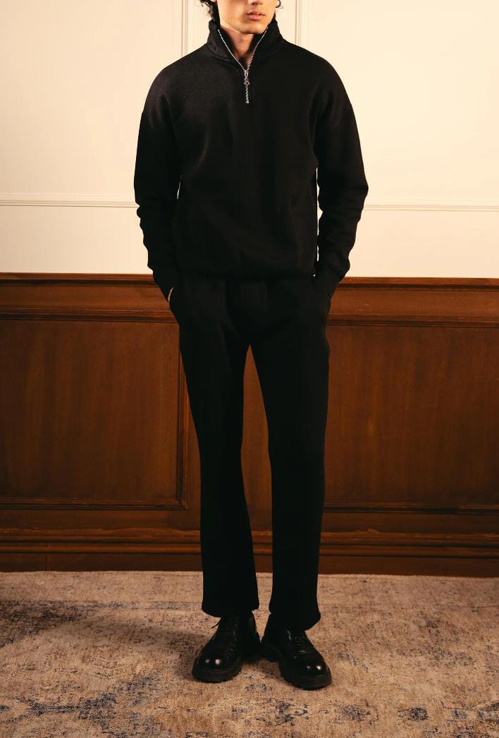 Polo Zipper Textured Knitted T-Shirt