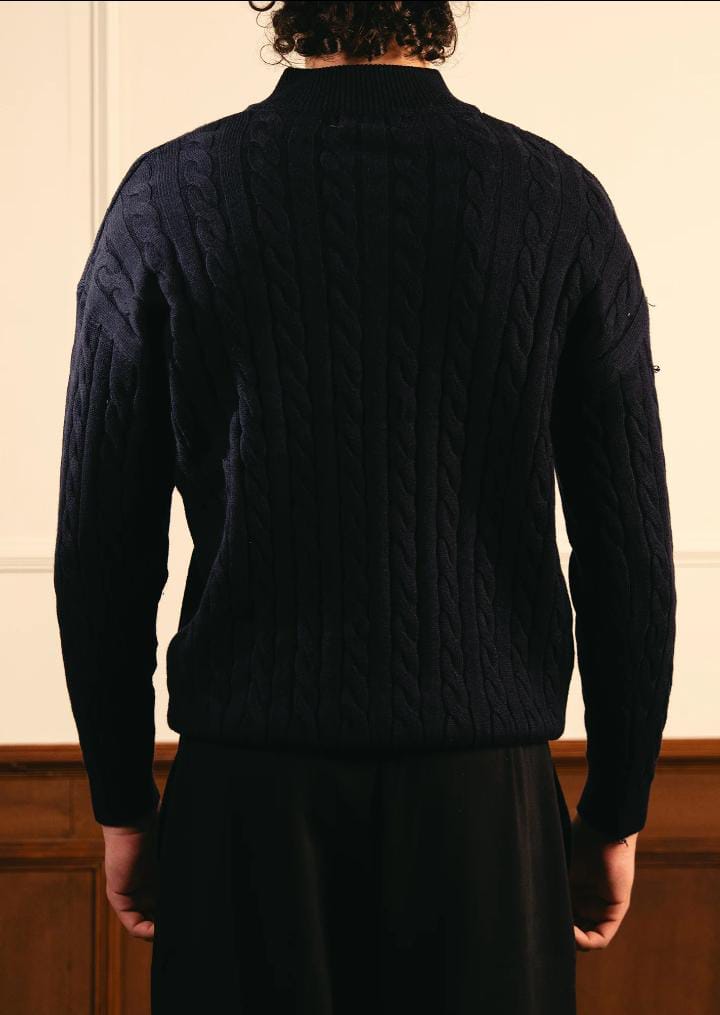 Polo Zip-Up Textured Knitted T-Shirt