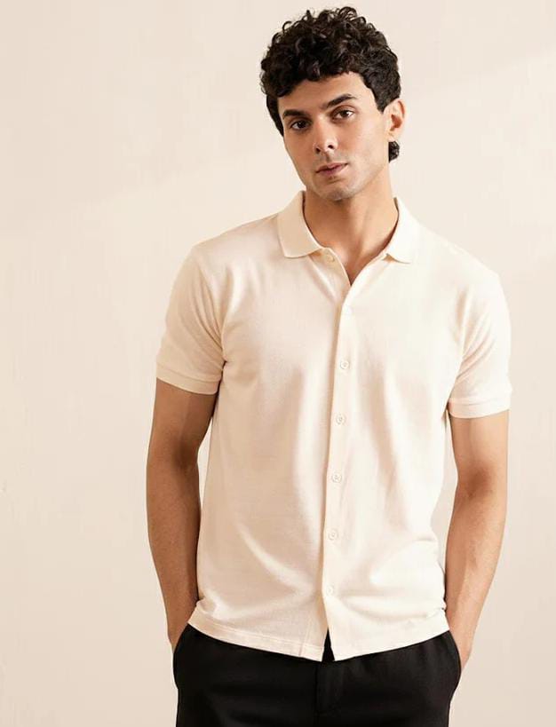 Off White Polo Febric Shirt