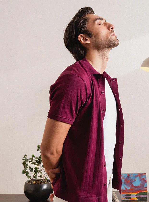 Mahroon Polo Febric Shirt